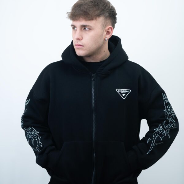 Zetaerre Tribal Zip Hoodie Black