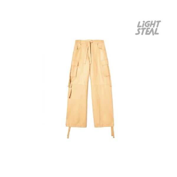 Off-White Cargo Leather Pants Camel