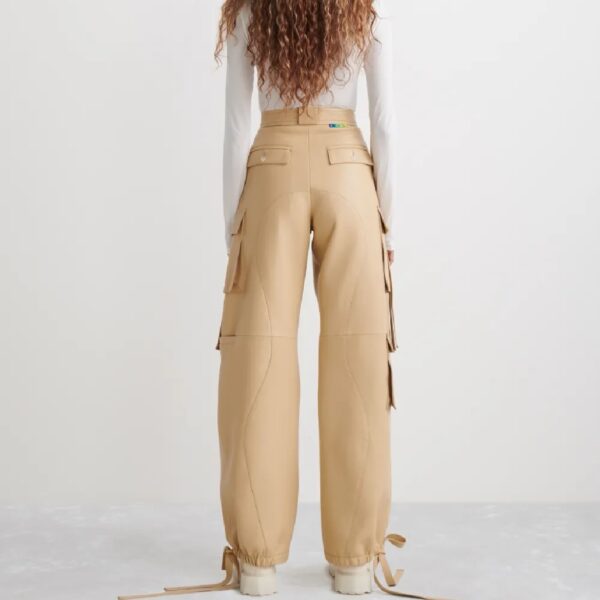 Off-White Cargo Leather Pants Camel