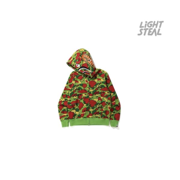 Bape Full Zip Camo Shark Hoodie Green