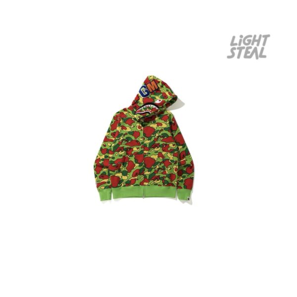 Bape Full Zip Camo Shark Hoodie Green